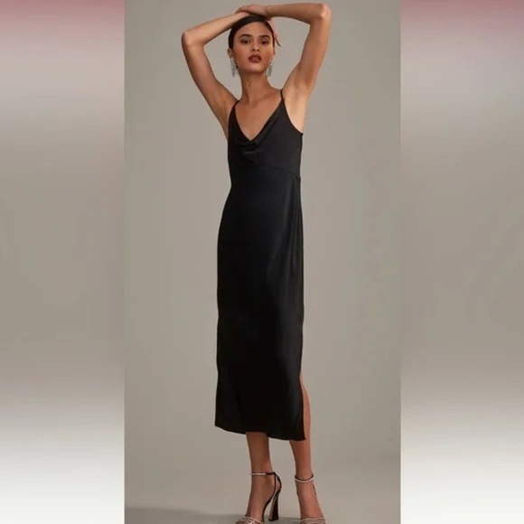 EUC - Anthropologie Elyse Slip Dress - Size L - Black - Picture 5 of 9